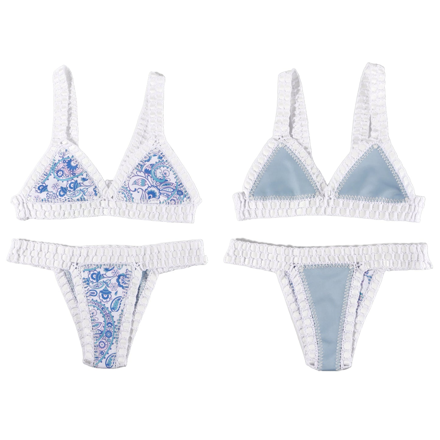 Reversible Crochet Two Piece Bikini Set Women Luxury Swimwear