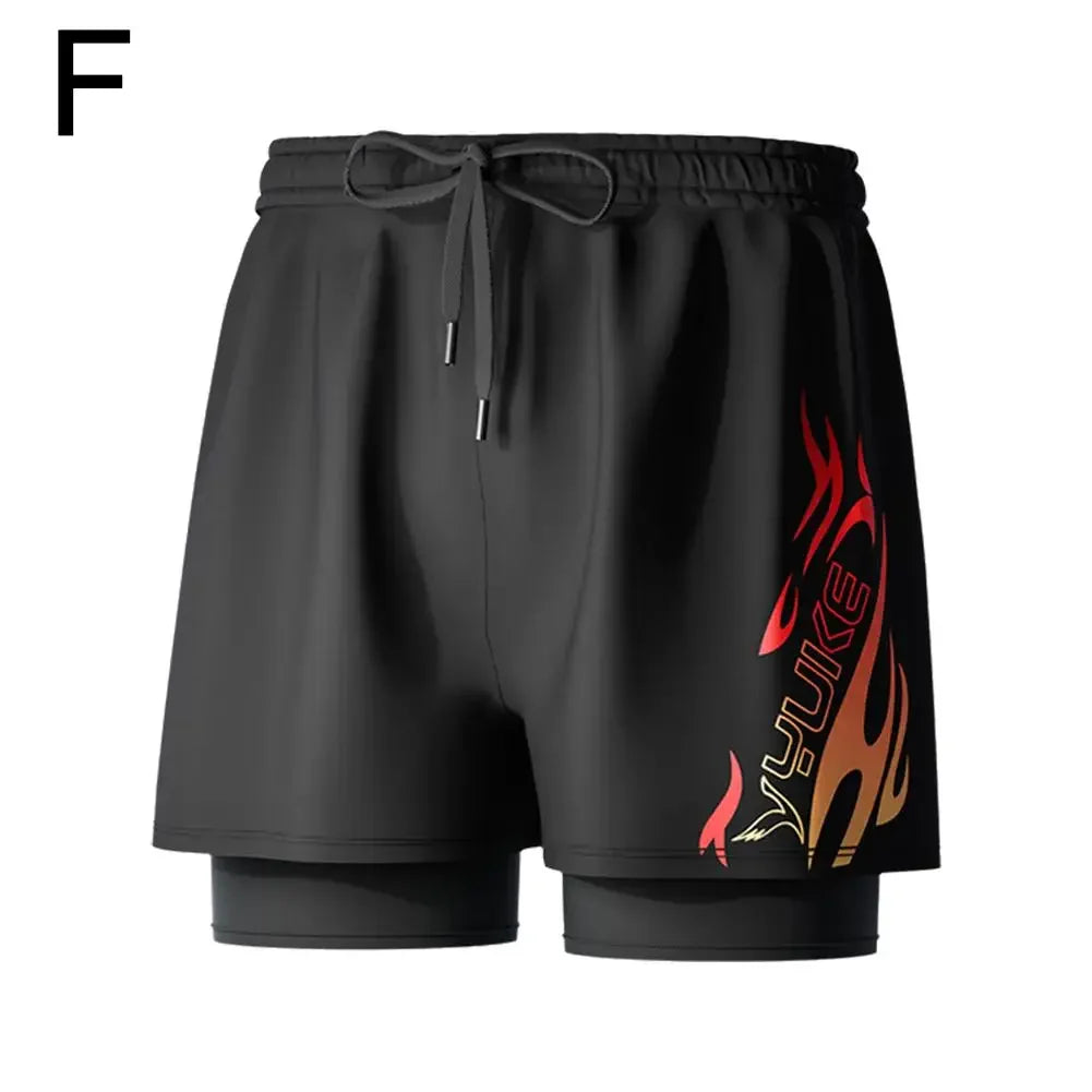 Double Layer Sports Swim Shorts For Men Quick Dry