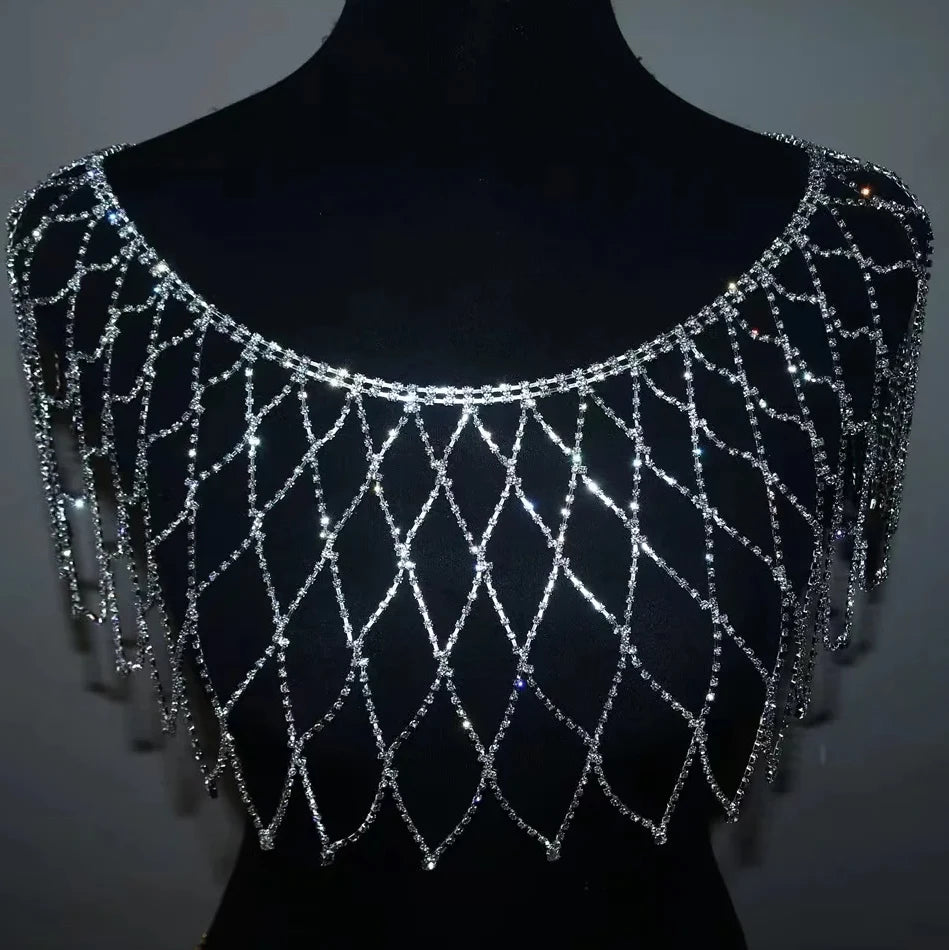 Rhinestone Shoulder Chain Body Jewelry Chest Necklace