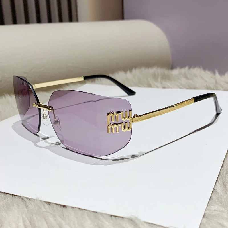 Classic Rimless Sunglasses For Women Gradient Lenses