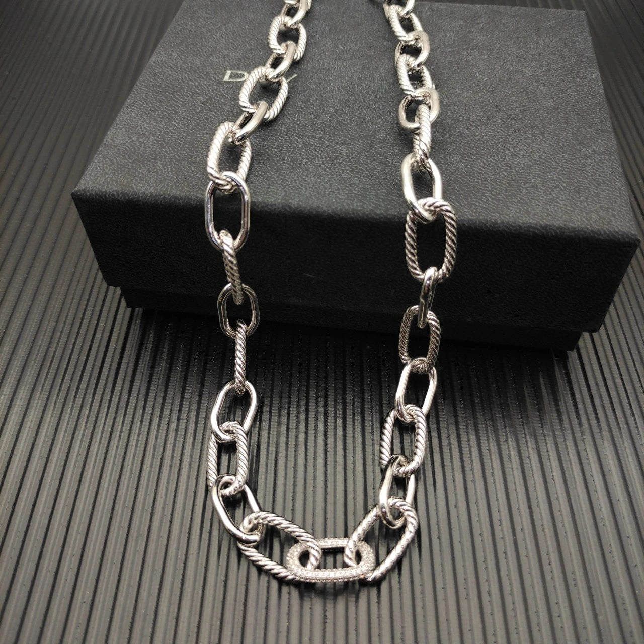 Multi Ring Two Tone Necklace Unisex Elegant