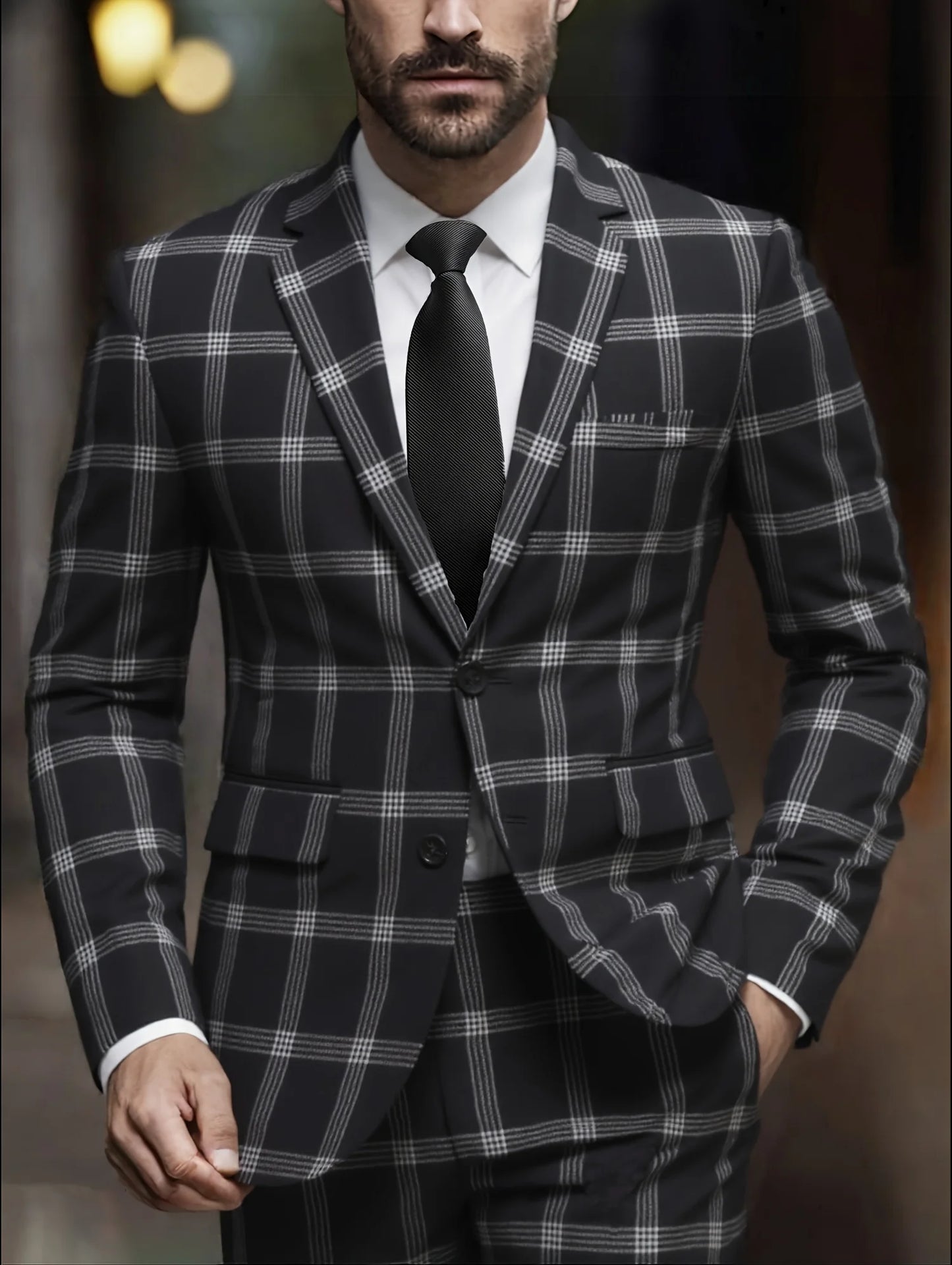 Men's Four Seasons Plaid Suit Two Piece Slim Fit