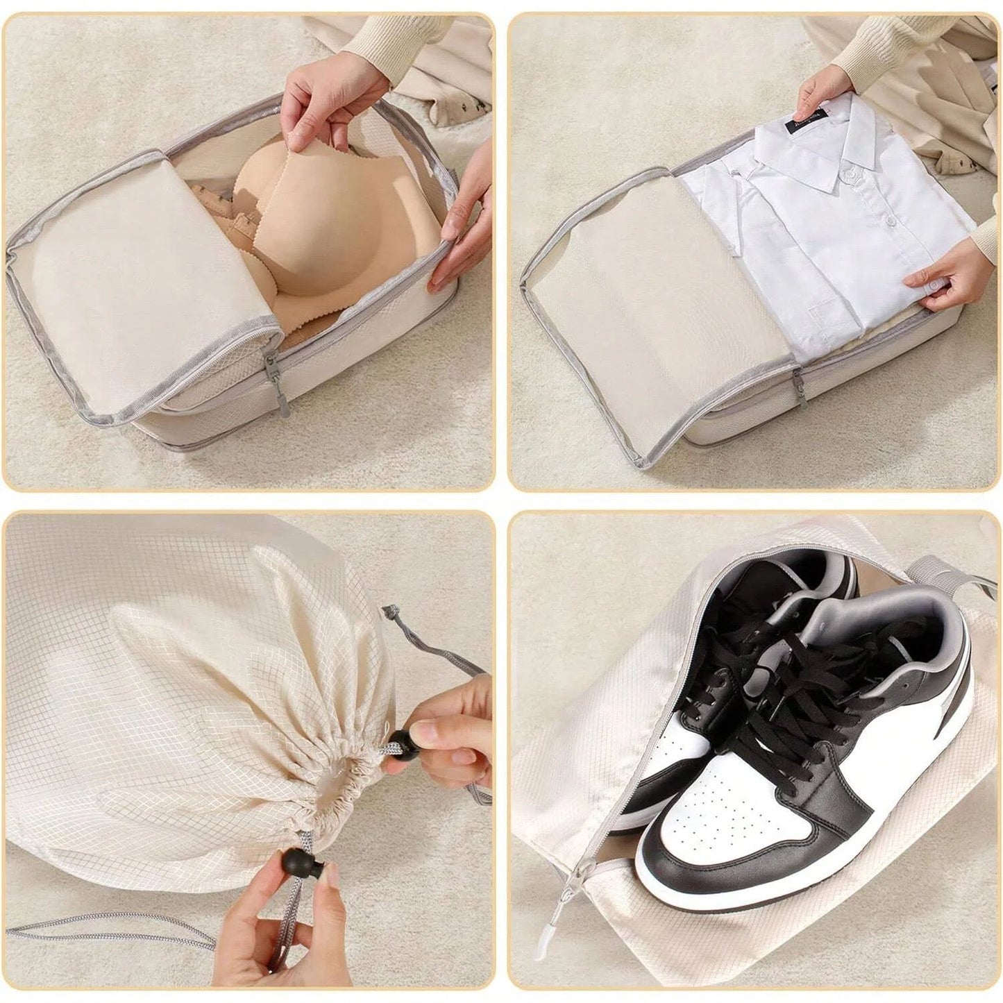 6 Piece Compression Packing Cubes Set Waterproof Travel Organizer