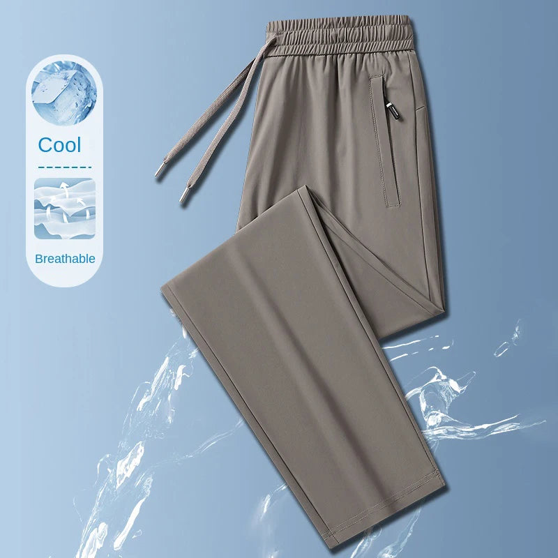 Ice Silk Men's Trousers Summer Breathable Stretch Business Pants