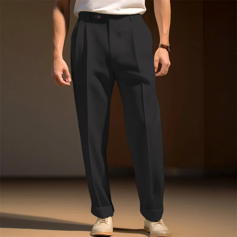 Men's Flat Front Dress Pants Regular Fit Business Casual