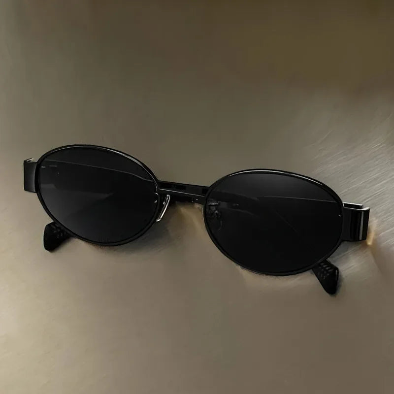Oval Sunglasses Women Luxury Metal Frame Vintage Style