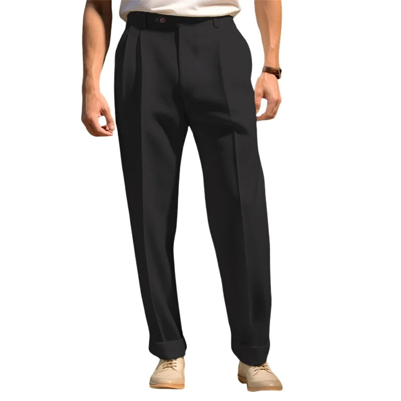 Men's Flat Front Dress Pants Regular Fit Business Casual