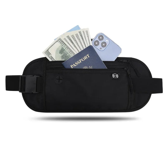 RFID Blocking Waterproof Travel Fanny Pack Hidden Wallet Passport Holder