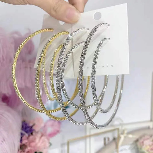 Hoop Earrings Circle Crystal Rhinestone Fashion For Women