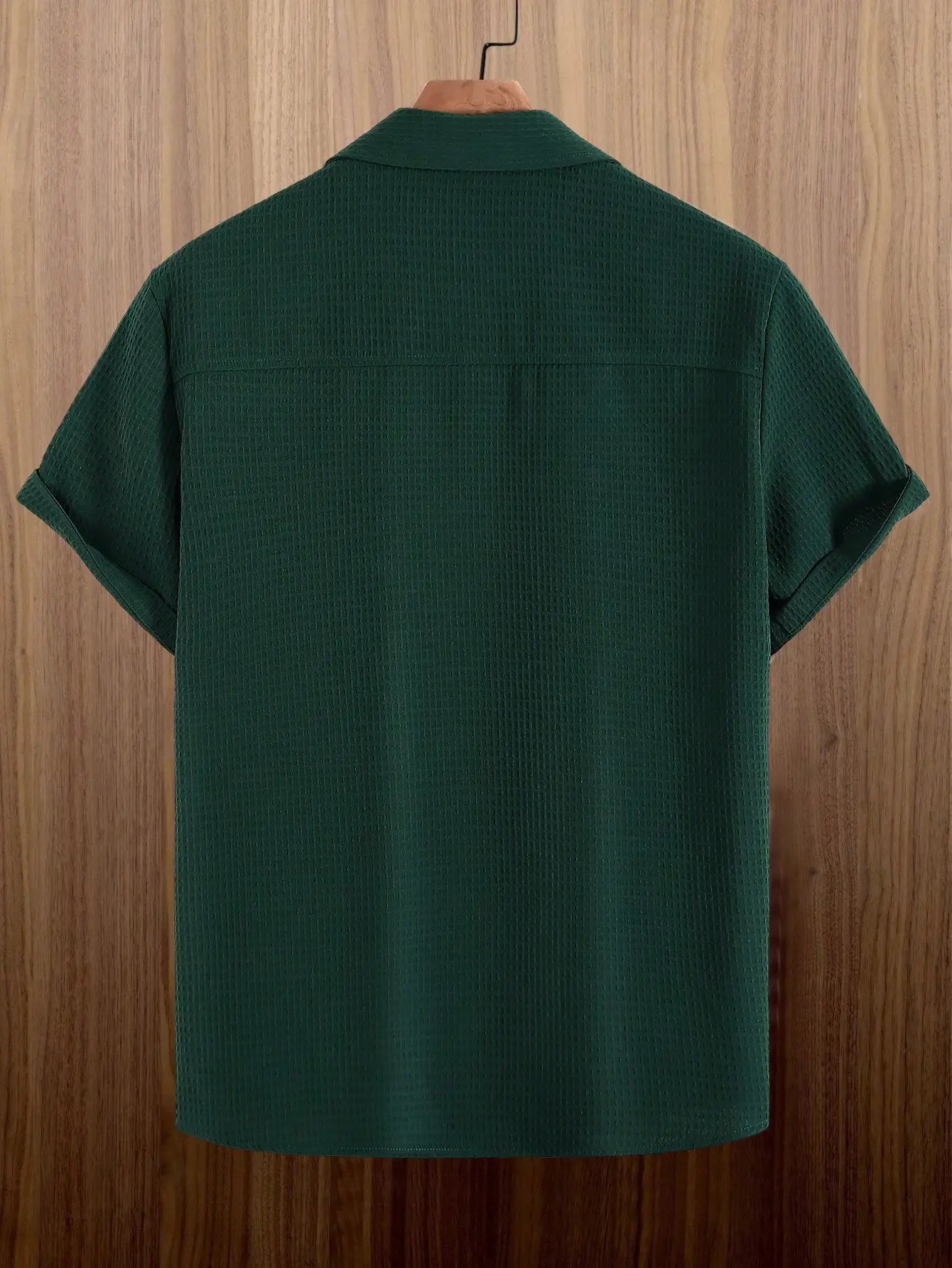 Men's Waffle Knit Short Sleeve Button Down Shirt Casual Spring