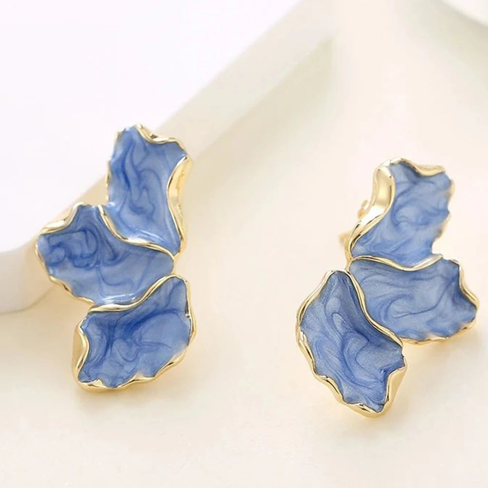 Irregular Petal Earrings Geometric Flower Statement Jewelry For Women