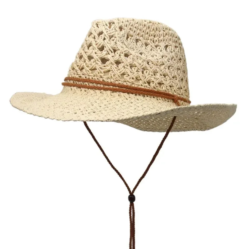 Western Cowboy Sun Hat Straw UV Protection for Men Women