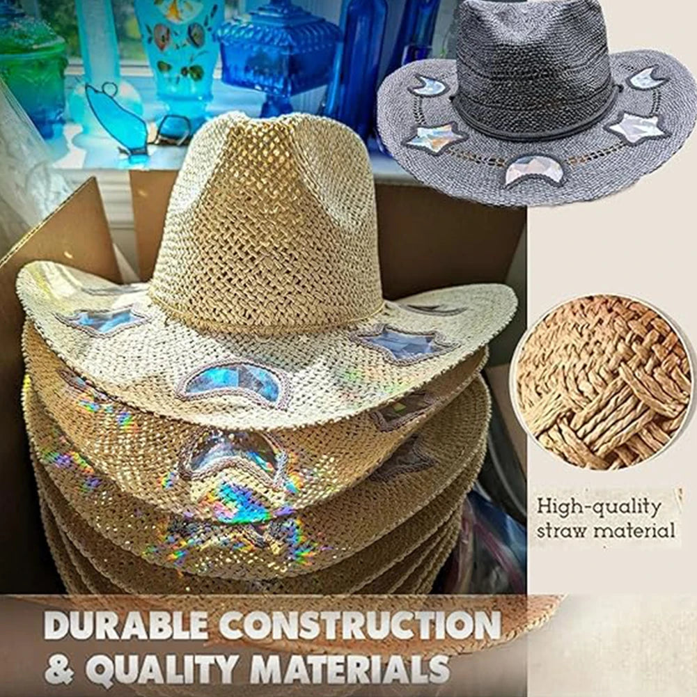 Straw Cowboy Hat Western Bohemian Beach Sun Hat Women