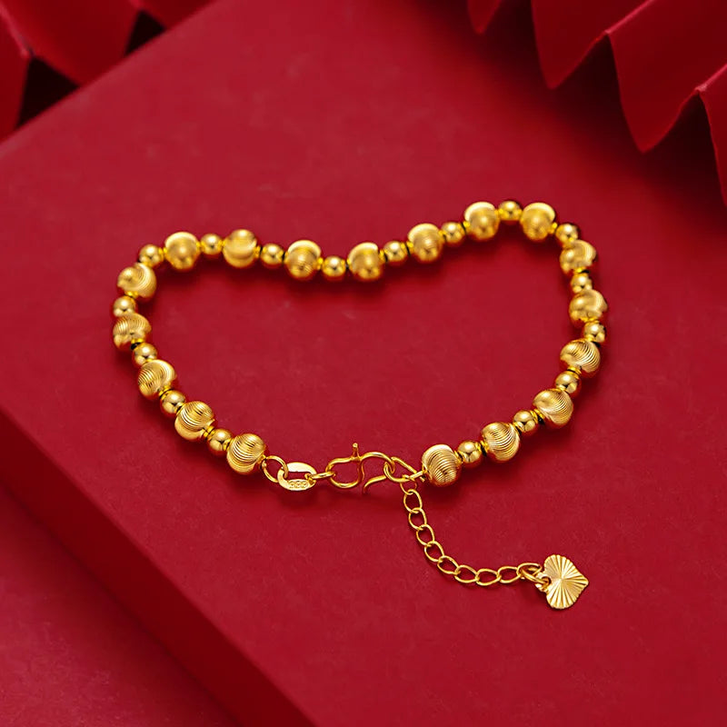 24K Gold Cat's Eye Bead Bracelet For Women GIA Certified