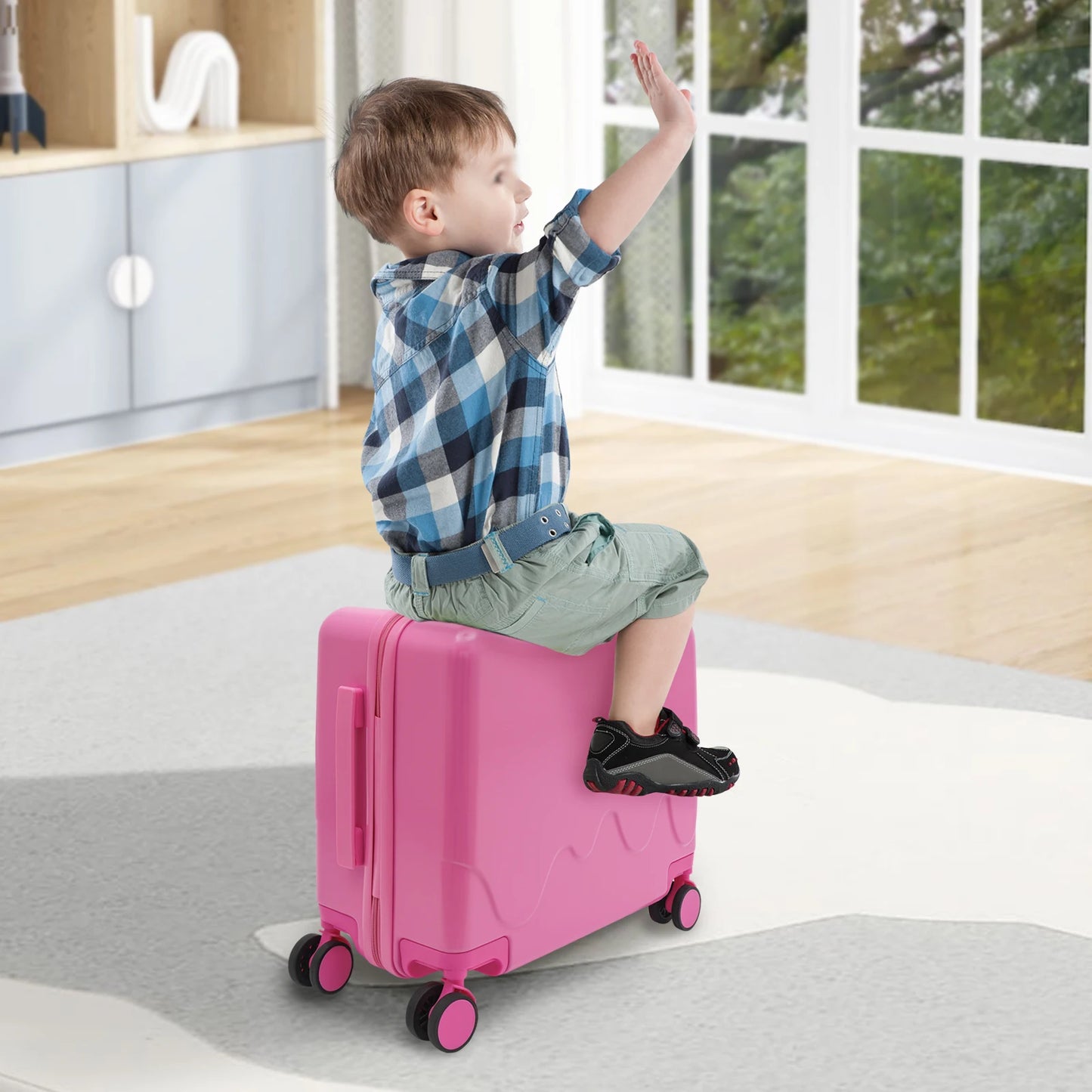 Kids Ride-On Suitcase With Built-In Password Lock And Quiet Wheels