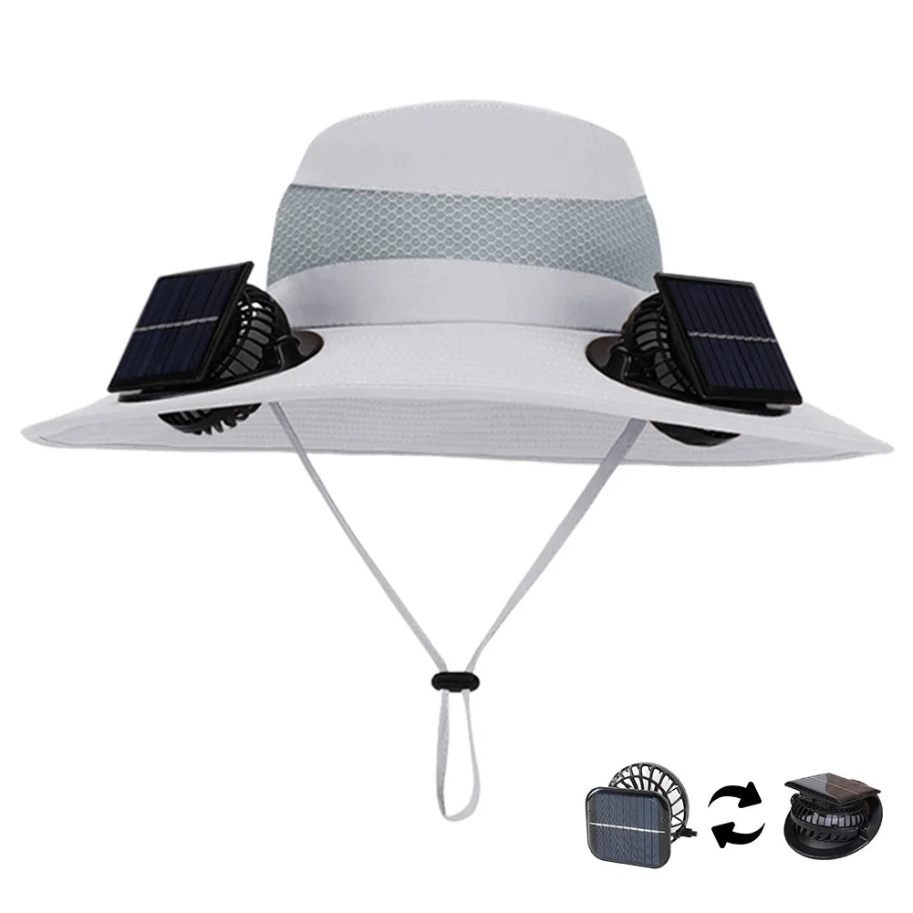 Solar Charging Fan Wide Brim Sun Hat UV Protection