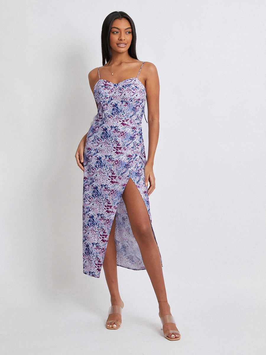 Women Floral Sleeveless Spaghetti Strap Dress