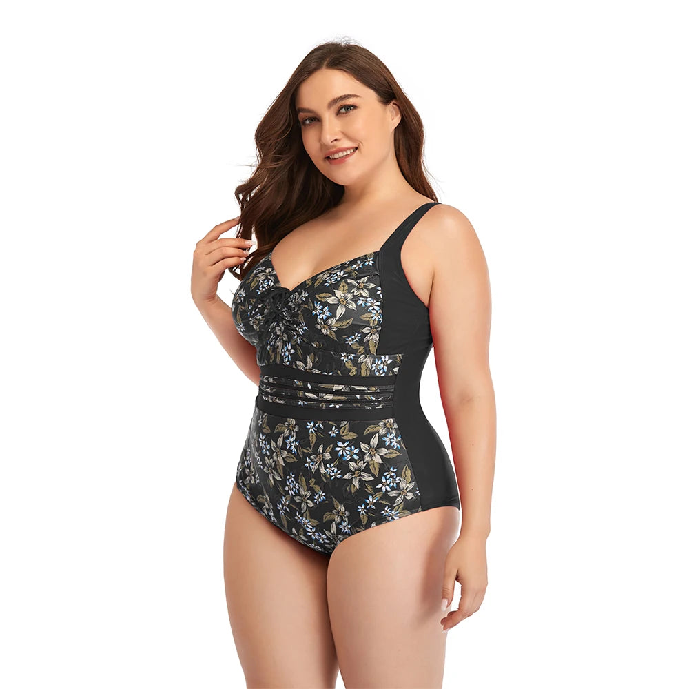 Women's Floral Pattern One Piece Swimsuit Polyester Elastane