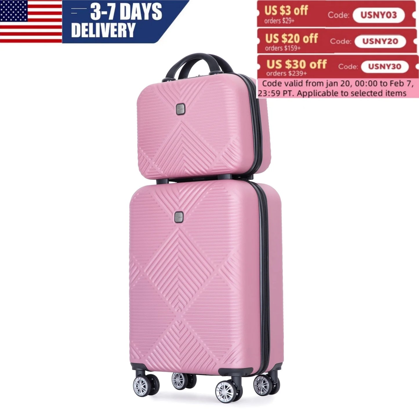 2 Piece ABS Hard side Luggage Set With Spinner Wheels