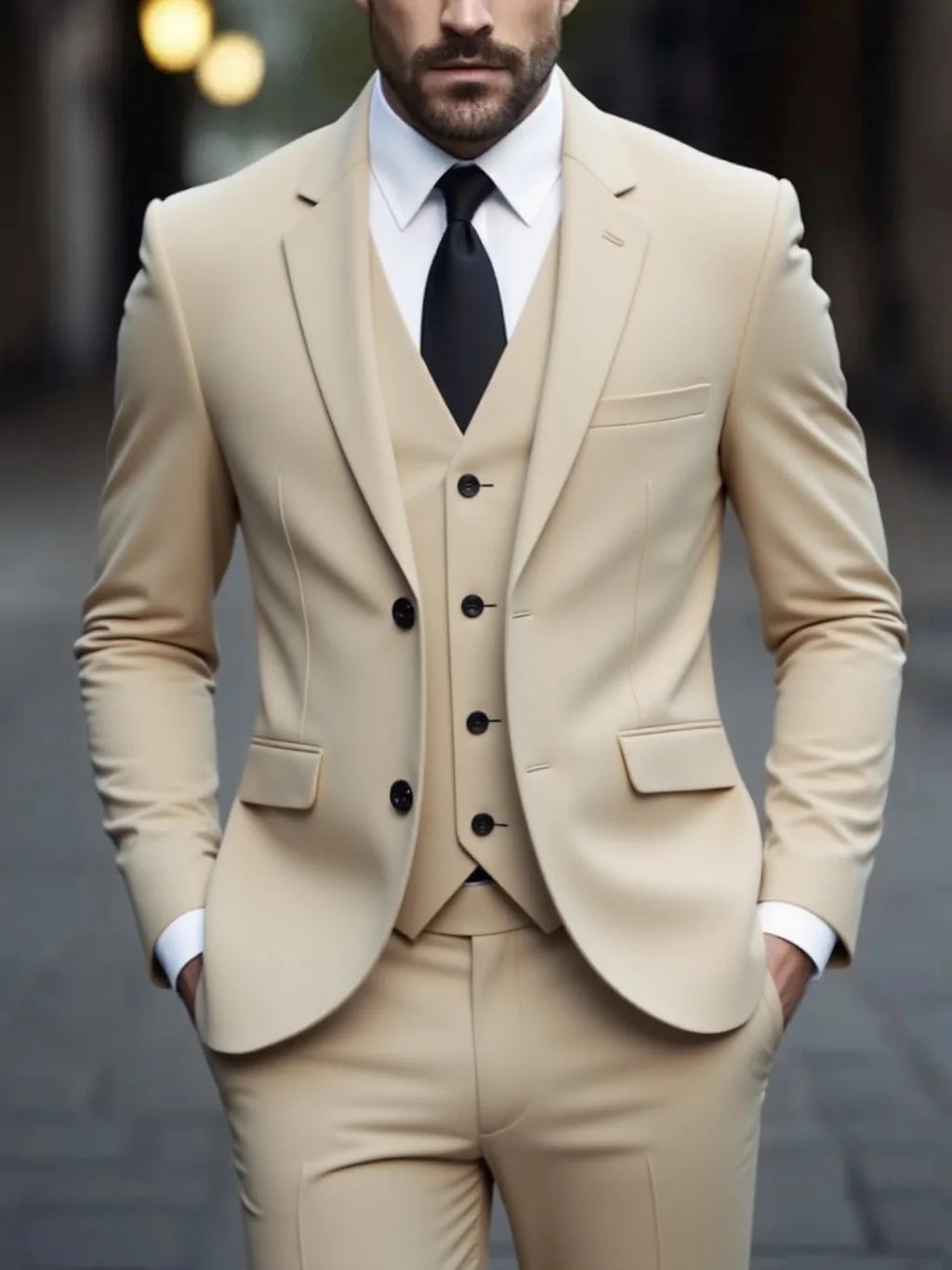 Three-Piece Mens Suit Anti-Wrinkle No-Iron Four-Seasons Business Formal