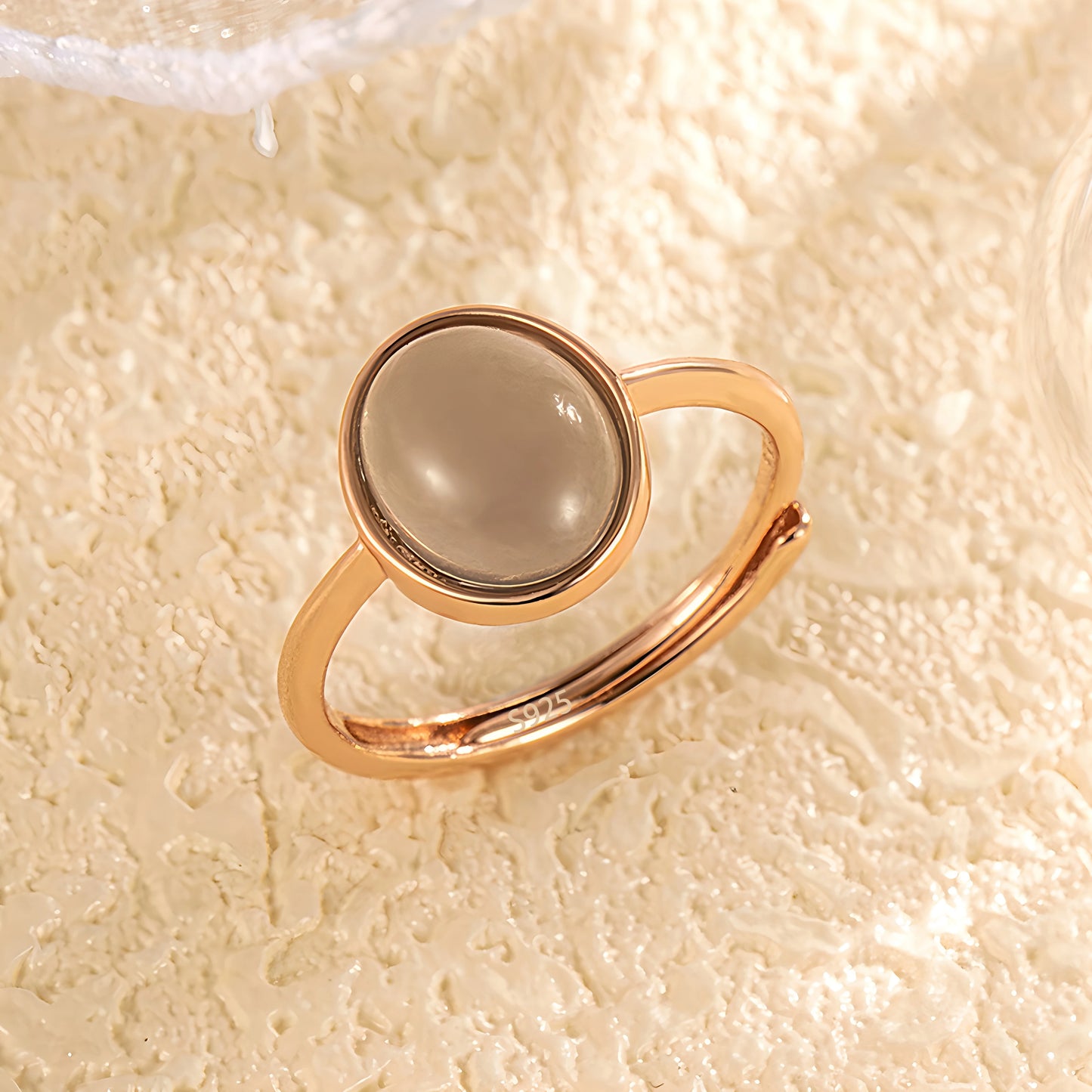 Sterling Silver Hotan Jade Geometric Ring For Women