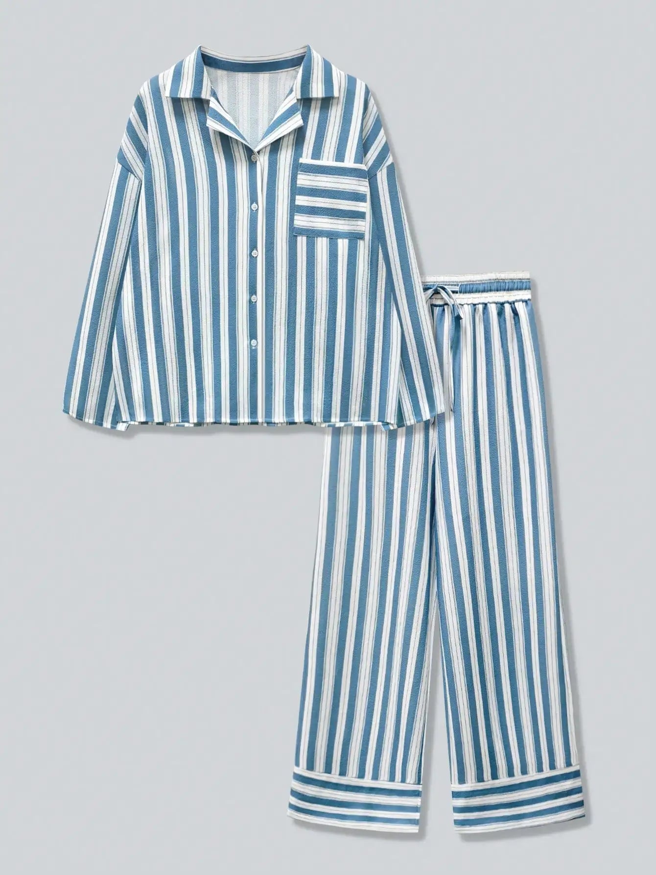 Loose Fit Shirt And Wide Leg Pants Set For Resortwear