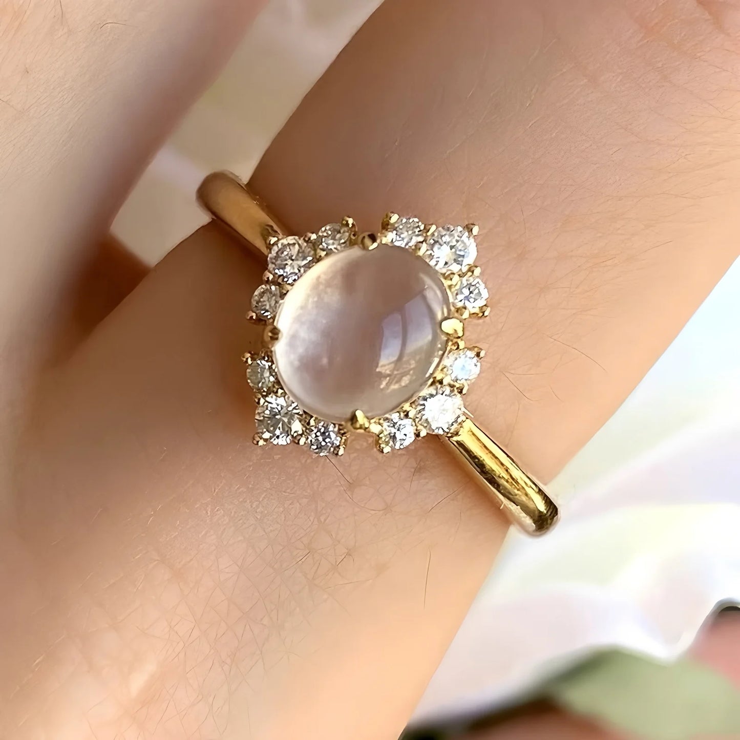 Sterling Silver Hotan Jade Geometric Ring For Women