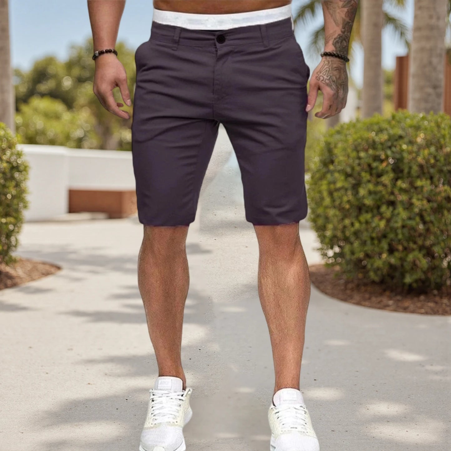 Mens Casual Solid Color Low Waist Shorts With Pockets Summer