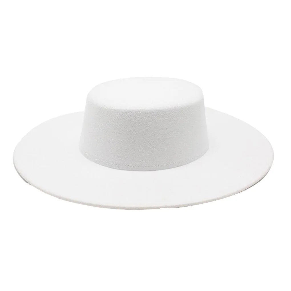 Women Felt Fedora Hat With Wide Brim Derby Style Winter