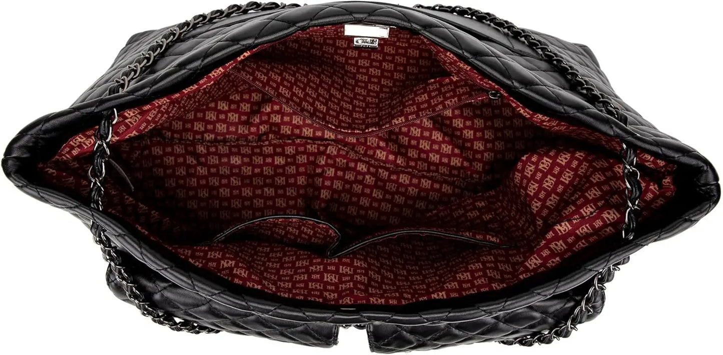 Quilted Vegan Leather Tote Weekender Bag For Women