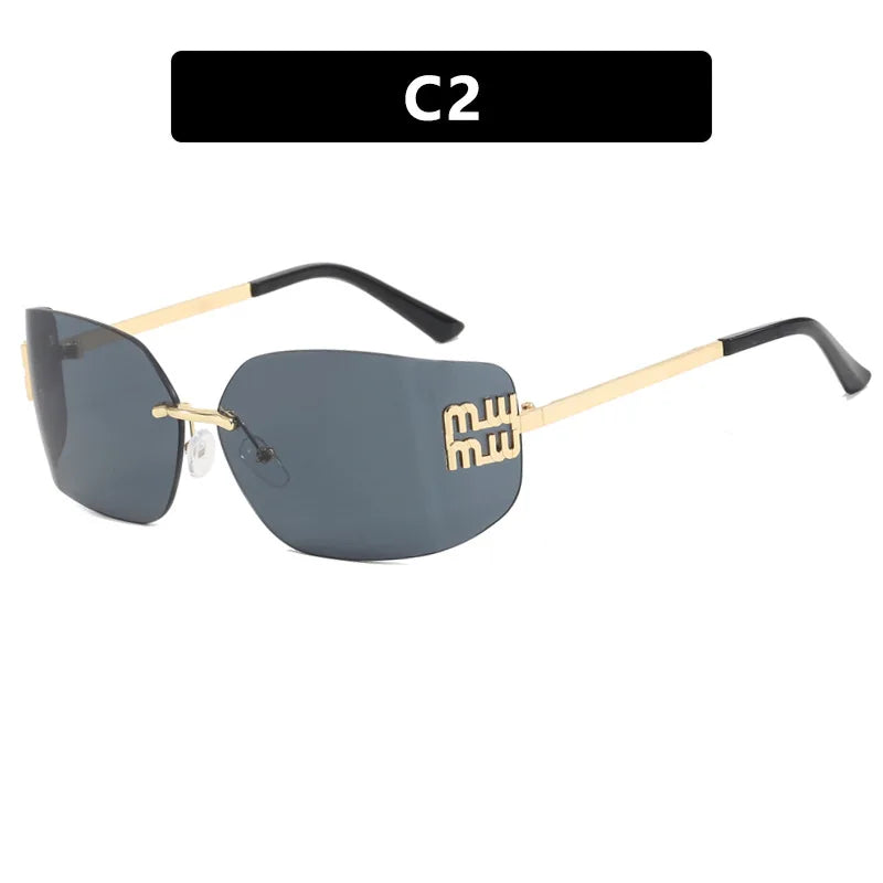 Classic Rimless Sunglasses For Women Gradient Lenses