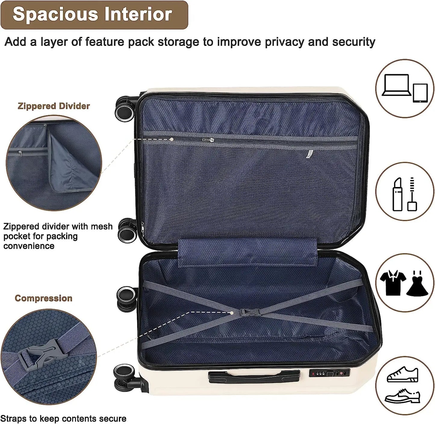 Soft side Spinner Luggage Set Travel Suitcases