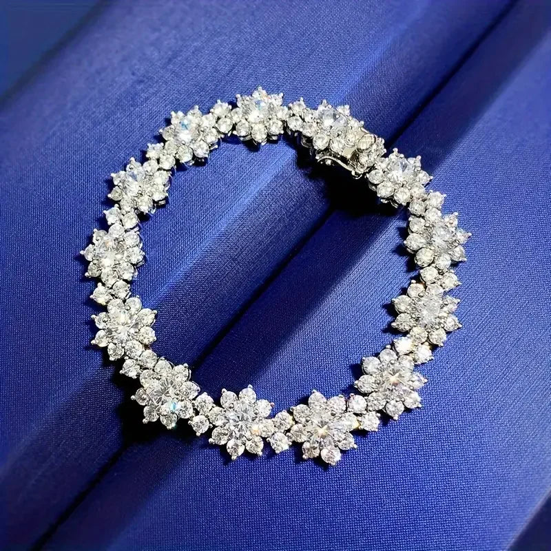 Moissanite Bracelet 925 Sterling Silver Engagement Wedding Gift