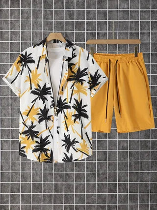 Men's Button Down Shirt and Drawstring Pants Set