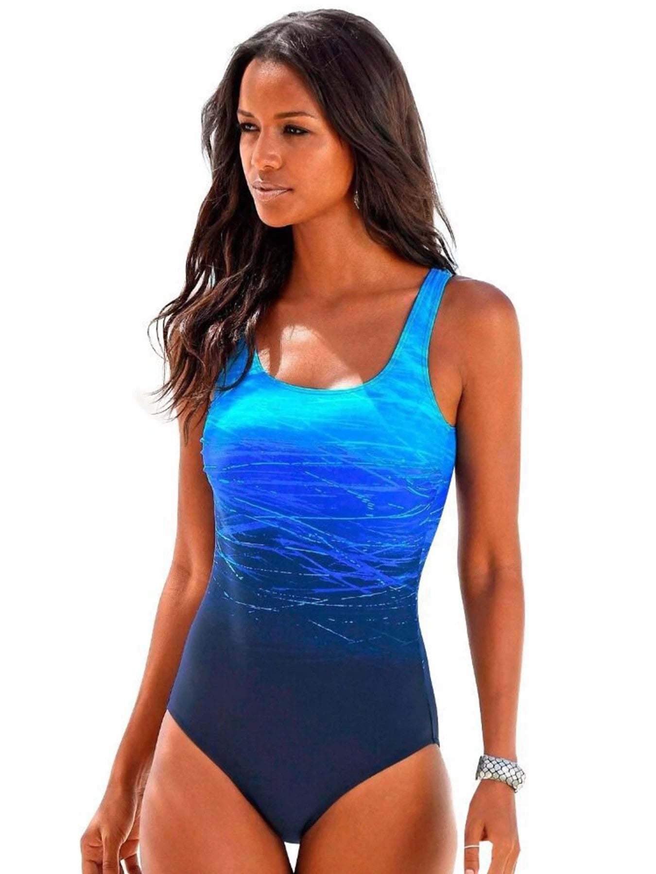 Women One Piece Swimsuit Cross Backless Monokini Print Bathing Suit