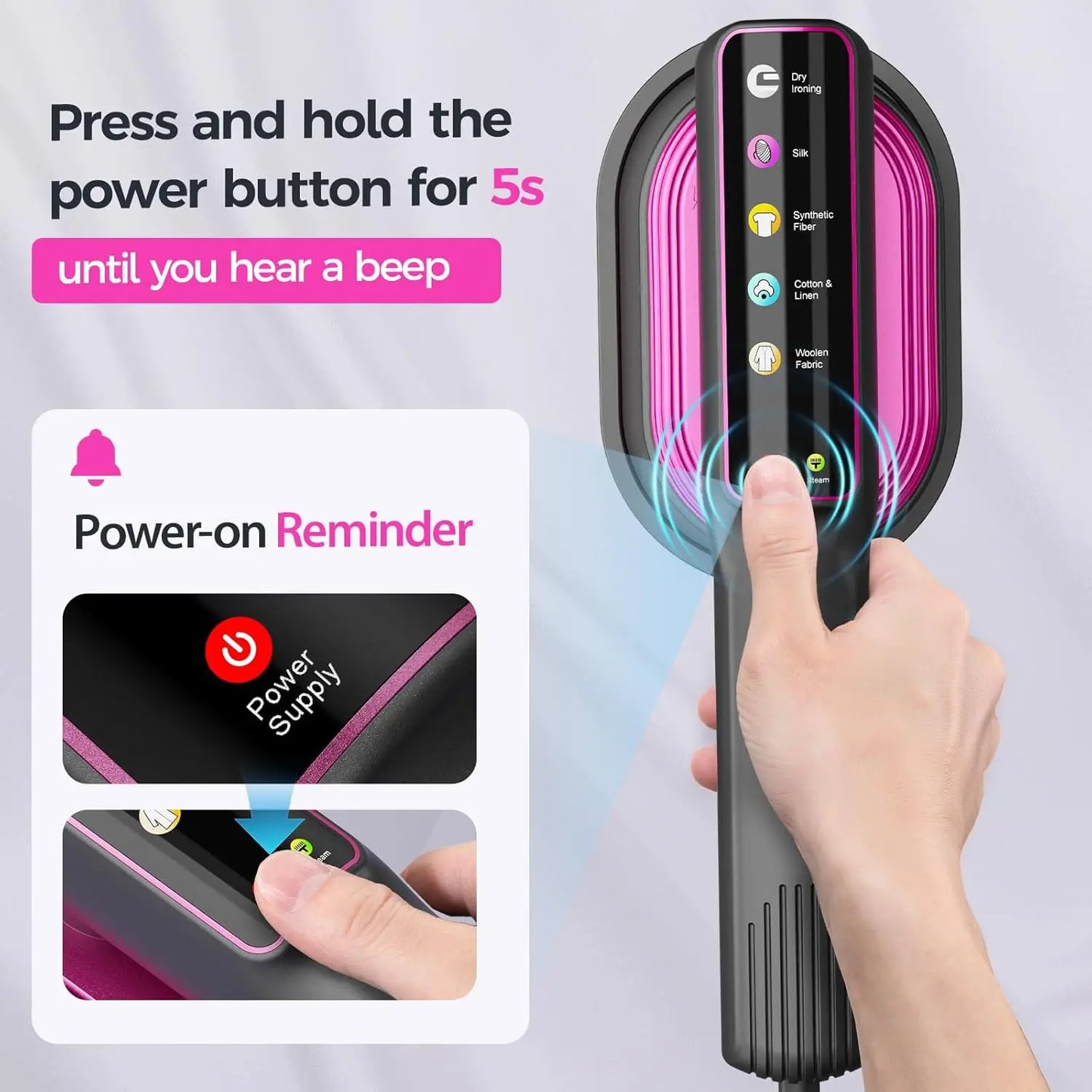Travel Steamer for Clothes, 1200W Portable Steamer ＆ Iron 2 In 1, 13s Heat Up, LED Touch Display with 5 Modes, Large Ceramic