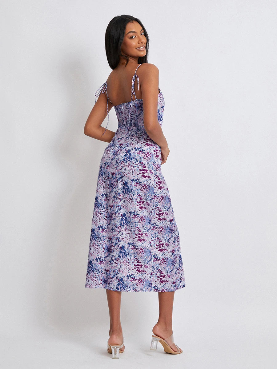 Women Floral Sleeveless Spaghetti Strap Dress