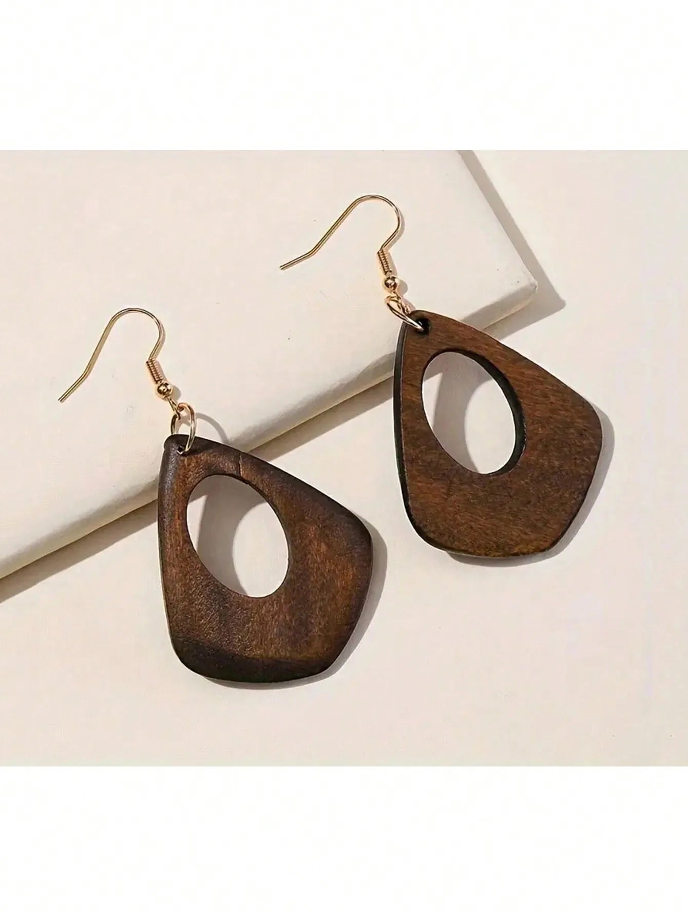 Vintage Wooden Dangle Earrings Set Five Pairs Boho Statement Jewelry