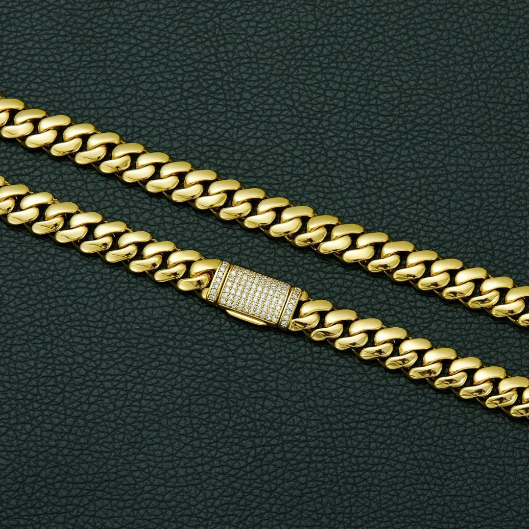 14K Gold Plated Stainless Steel Cuban Miami Link Necklace