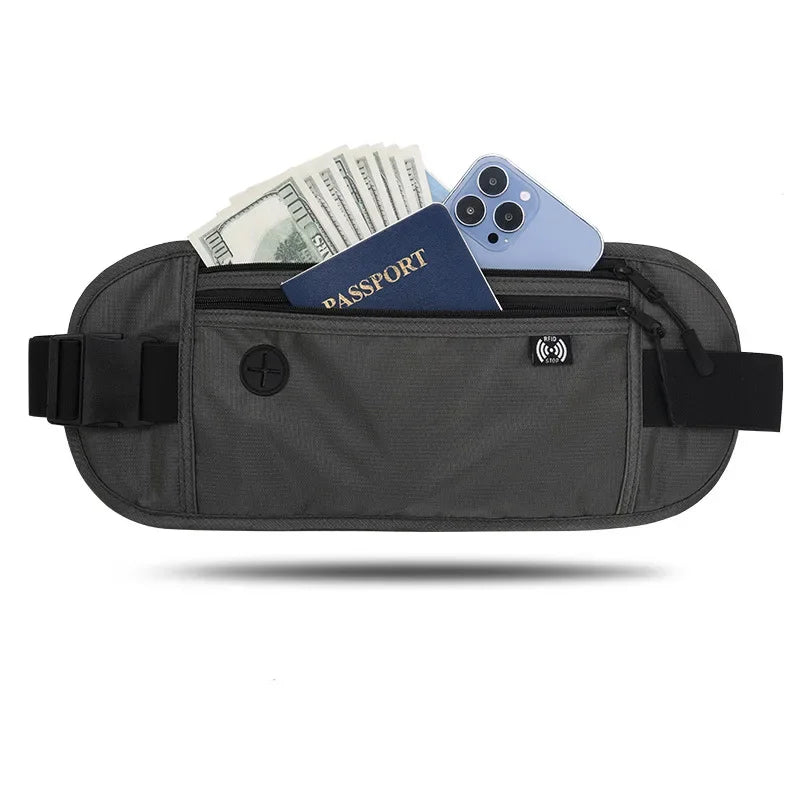 RFID Blocking Waterproof Travel Fanny Pack Hidden Wallet Passport Holder