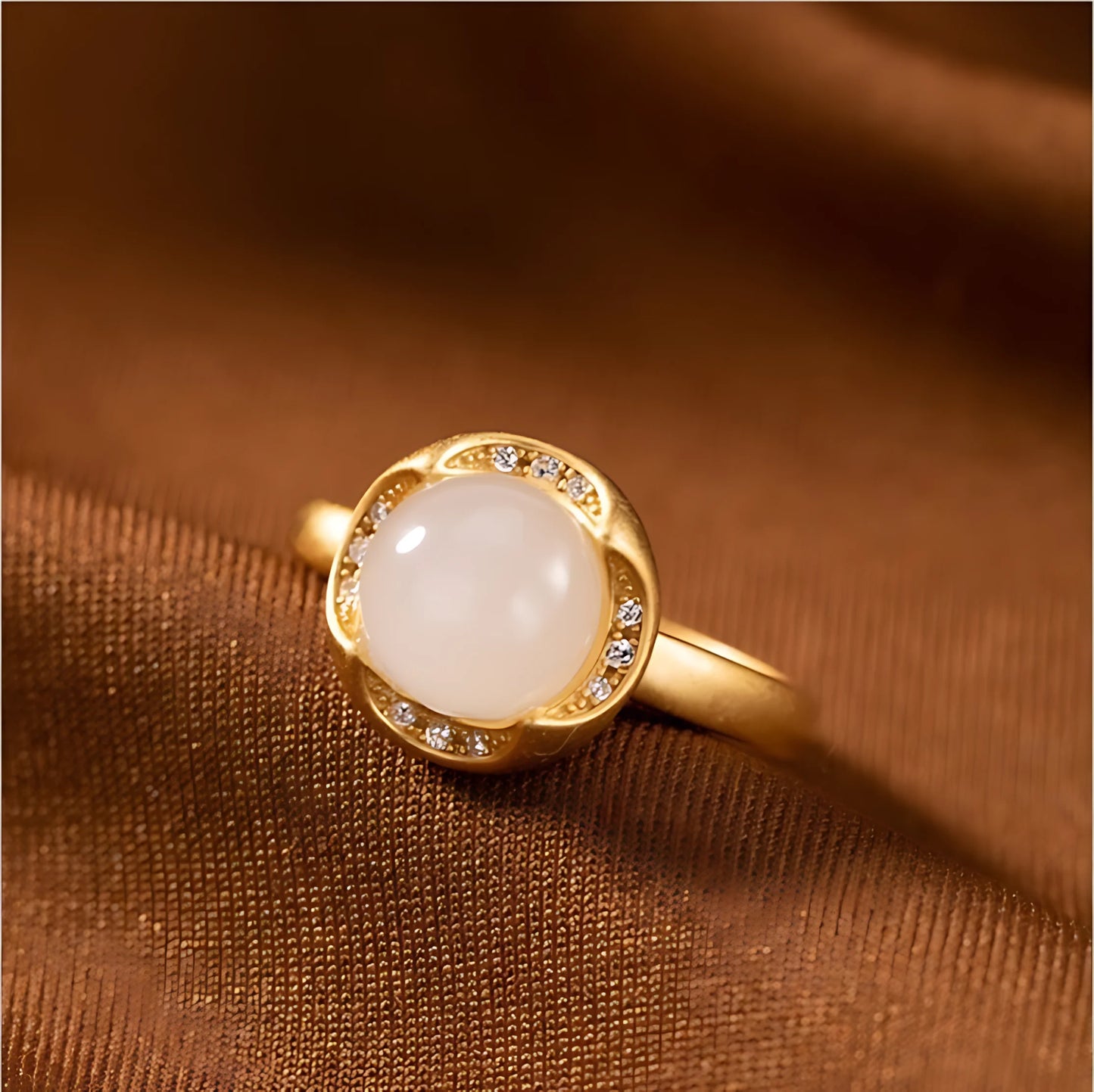 Sterling Silver Hotan Jade Geometric Ring For Women