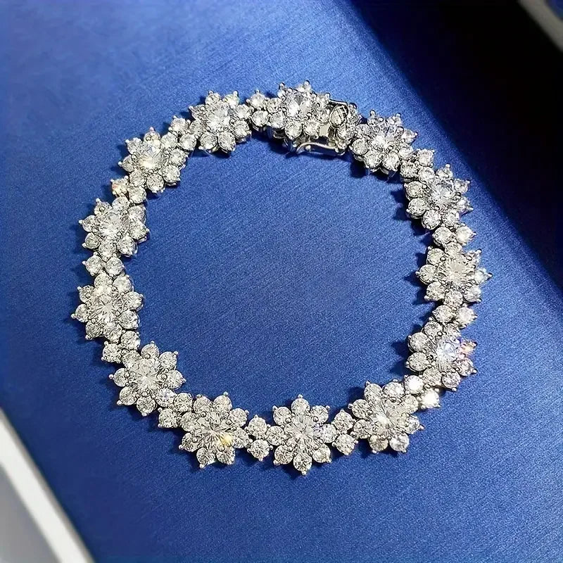 Moissanite Bracelet 925 Sterling Silver Engagement Wedding Gift