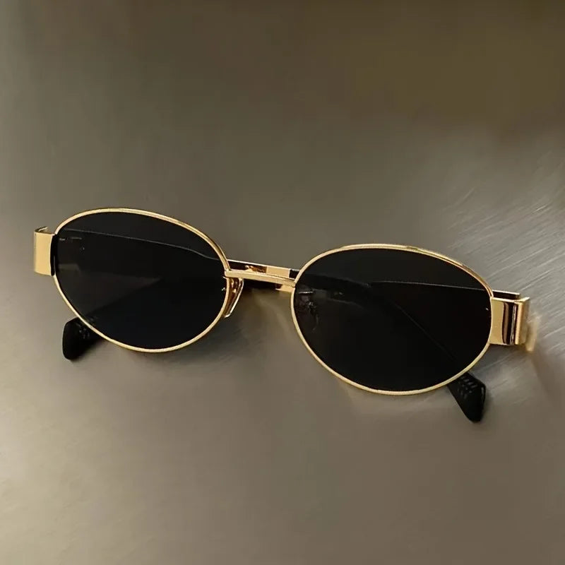 Oval Sunglasses Women Luxury Metal Frame Vintage Style