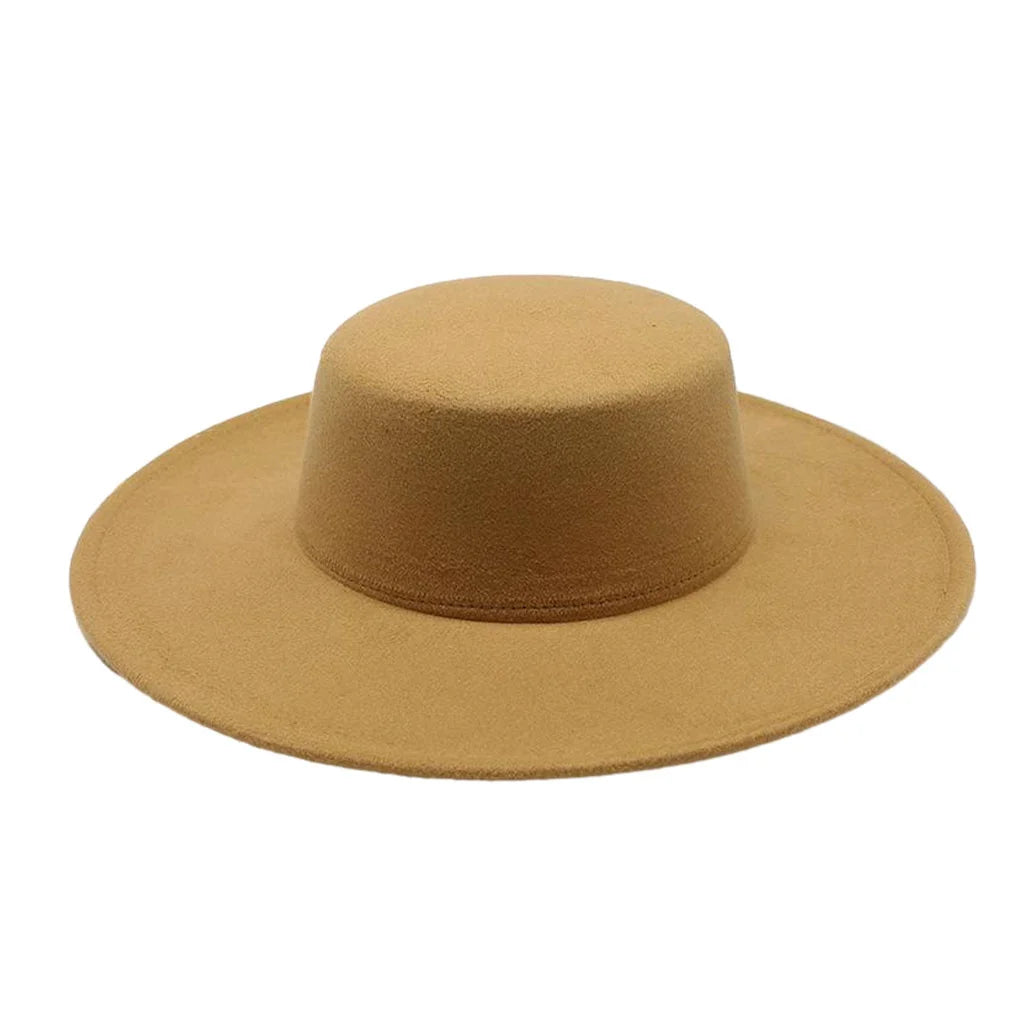 Women Felt Fedora Hat With Wide Brim Derby Style Winter