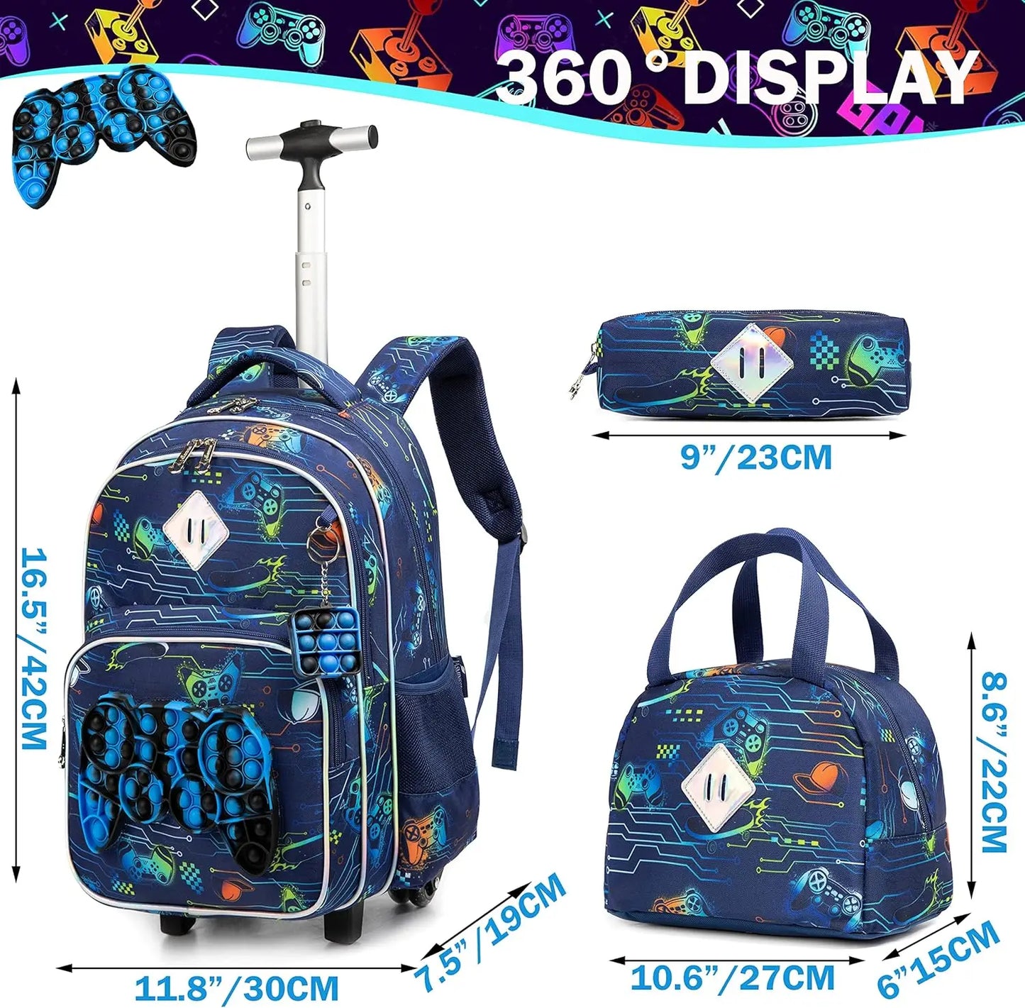 Rolling Backpack for Boys Luggage Set with Wheels