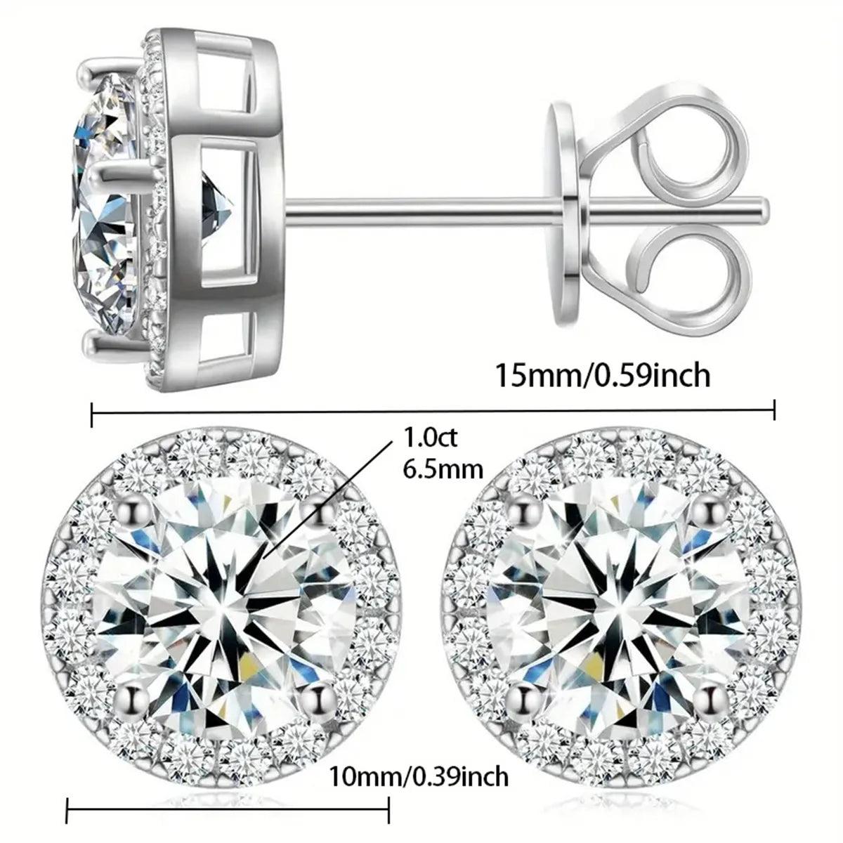 Sterling Silver Round Stud Earrings For Women