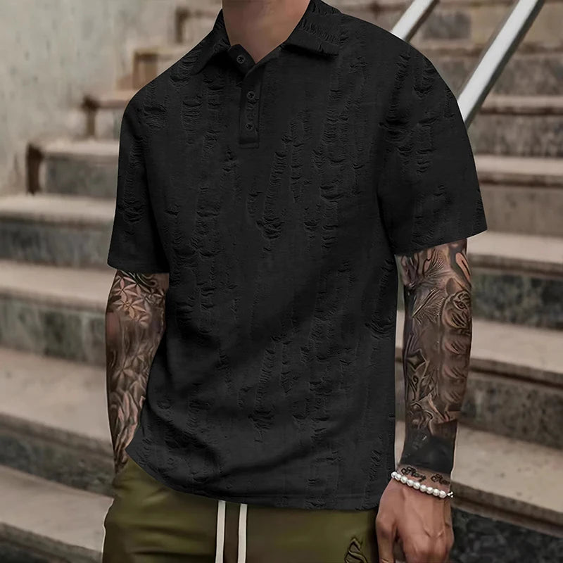 Men's Casual Short Sleeve T Shirt With Vintage Distressed Texture