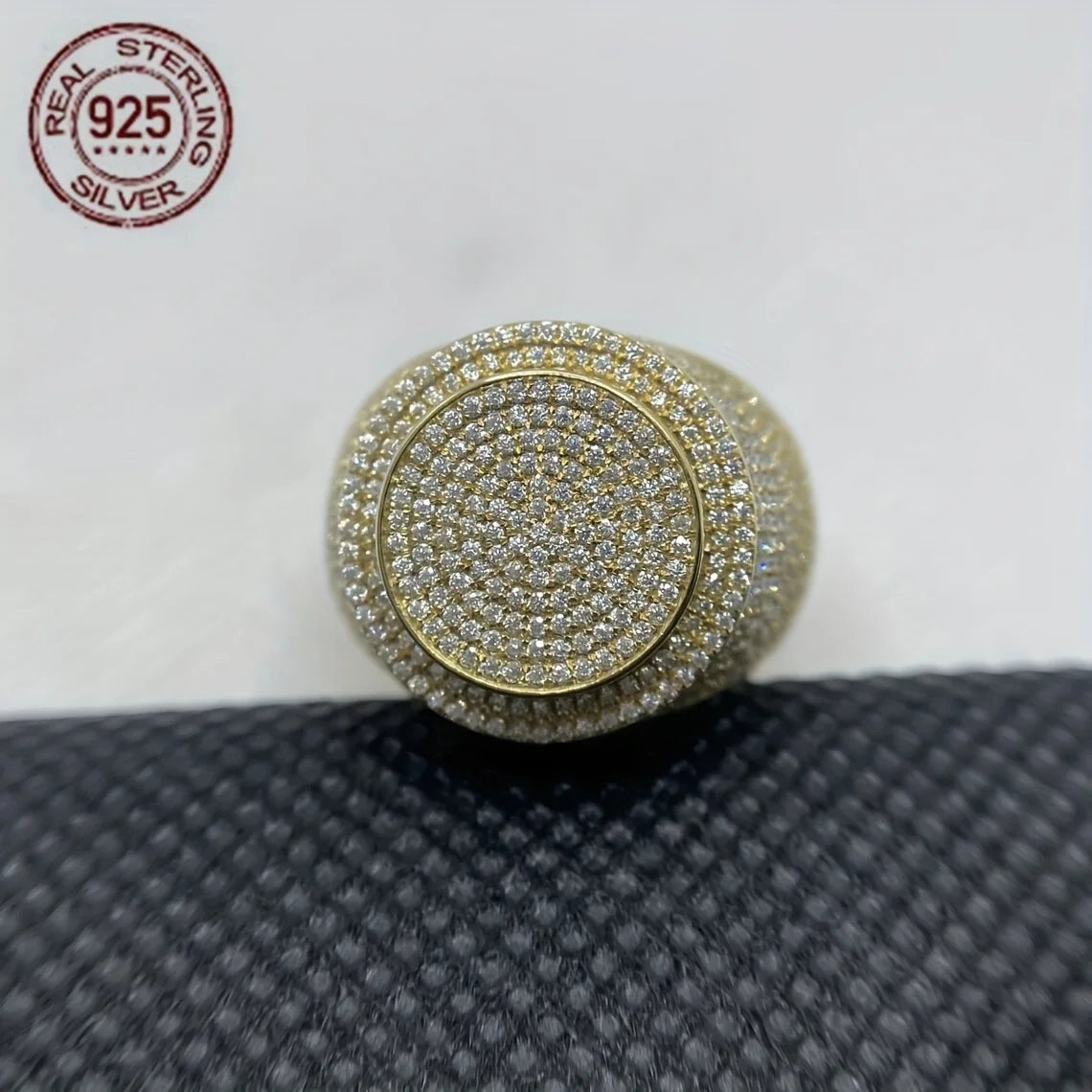 Men's Ring 18K Gold Plated Sterling Silver Zircon