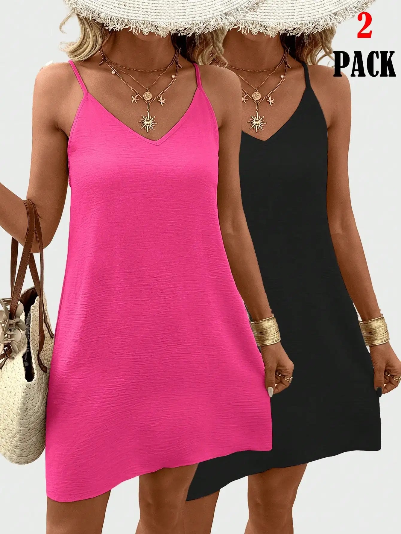 Women's Sleeveless V Neck Mini Slip Dress 100 Percent Polyester