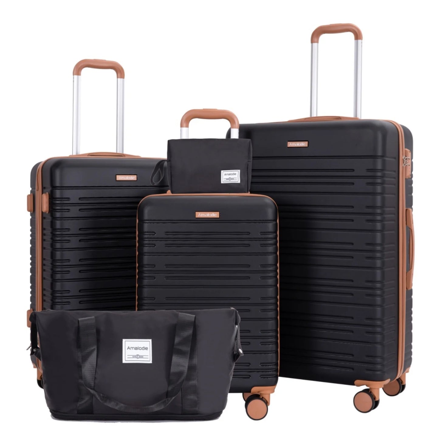 5 Piece Hard-shell Luggage Set With Spinner Wheels TSA Lock Duffle Bag